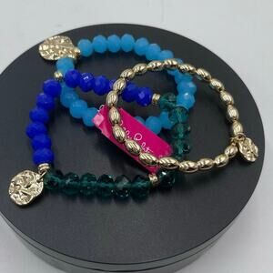 Lilly Pulitzer Mermaid Grotto‎ Bracelet Set of Three stretch bracelets Blue New